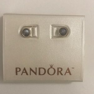 Authentic Retired Pandora Grey Moonstone Earrings